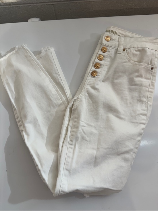 Rewash Denim - Rewash White High-Rise Button-Side Jeans